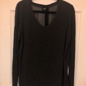 Mossimo grey tunic with sheer back Large